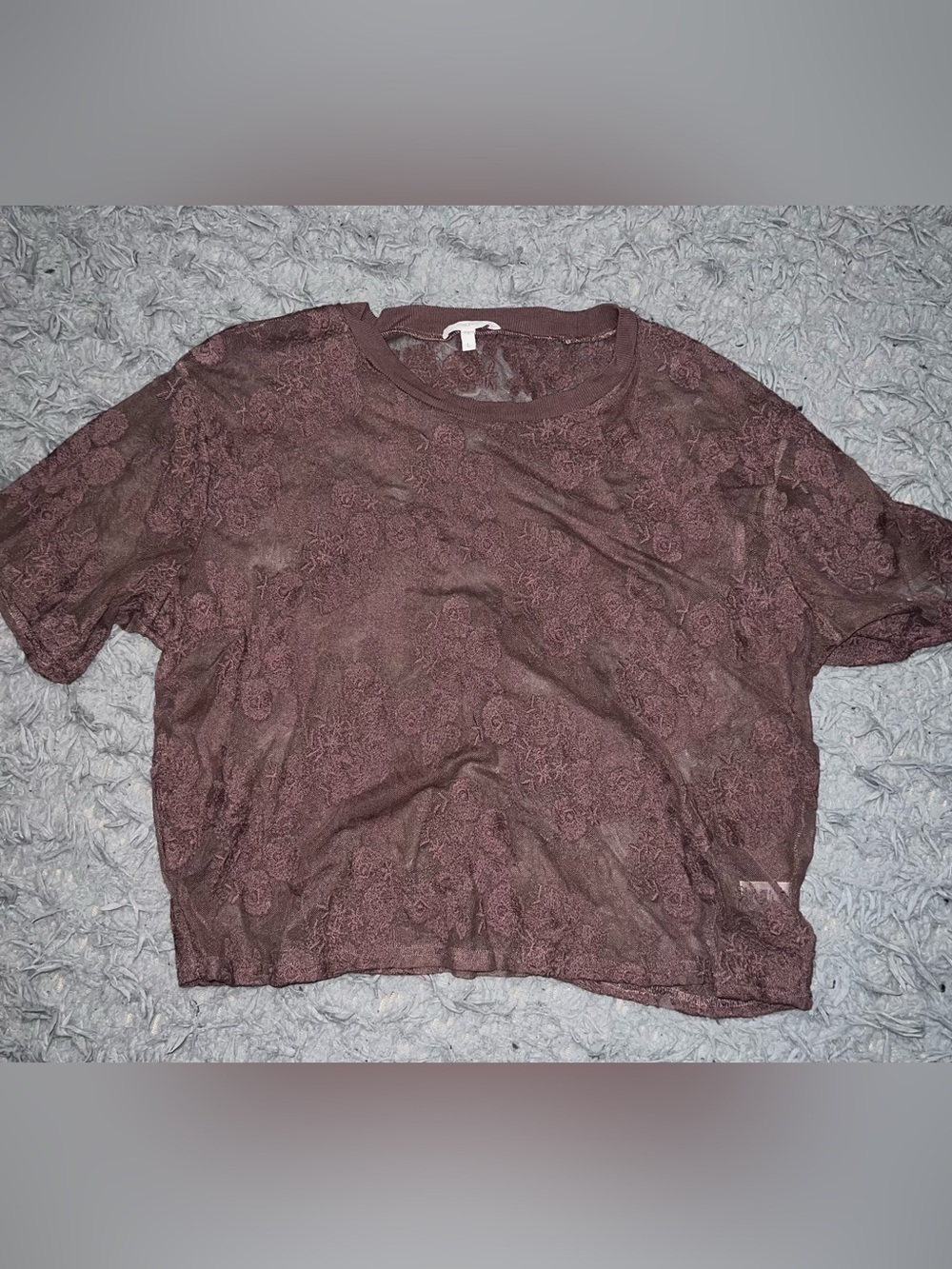 Maurices Plum Floral Lace Short sleeve Top